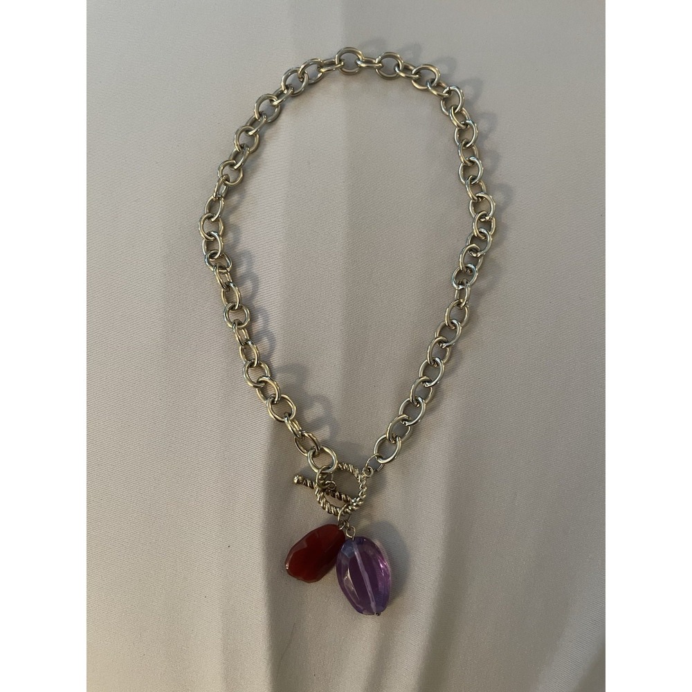 Chunky silver-toned cable link chain necklace